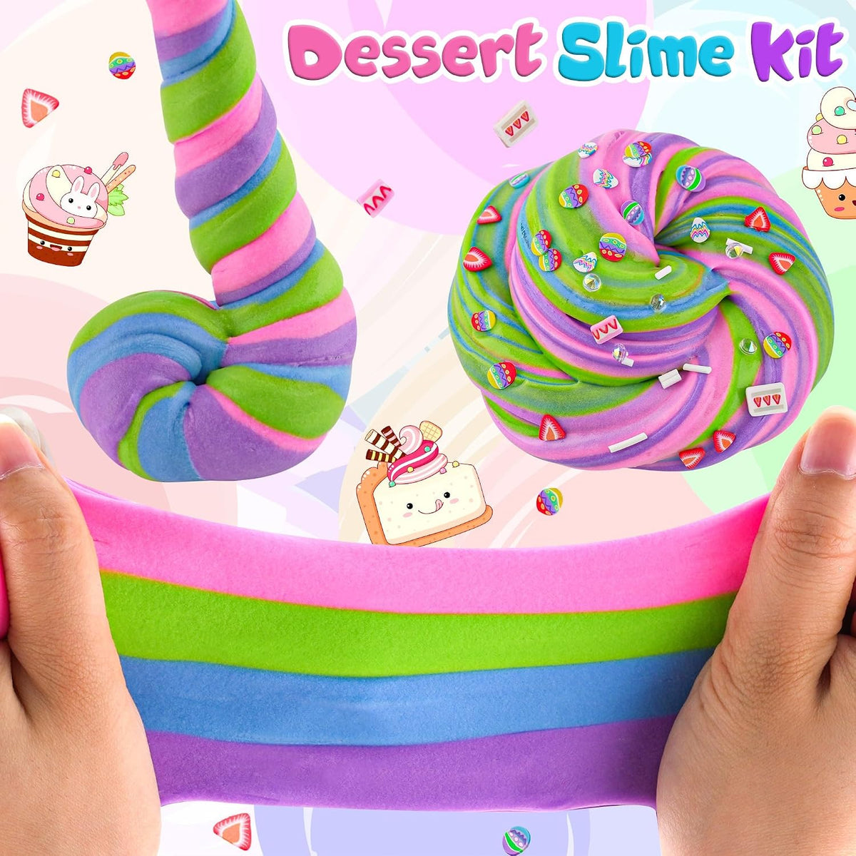 LAWOHO 18 pack butter slime kit for girls with slime add-ins and charms - view 18