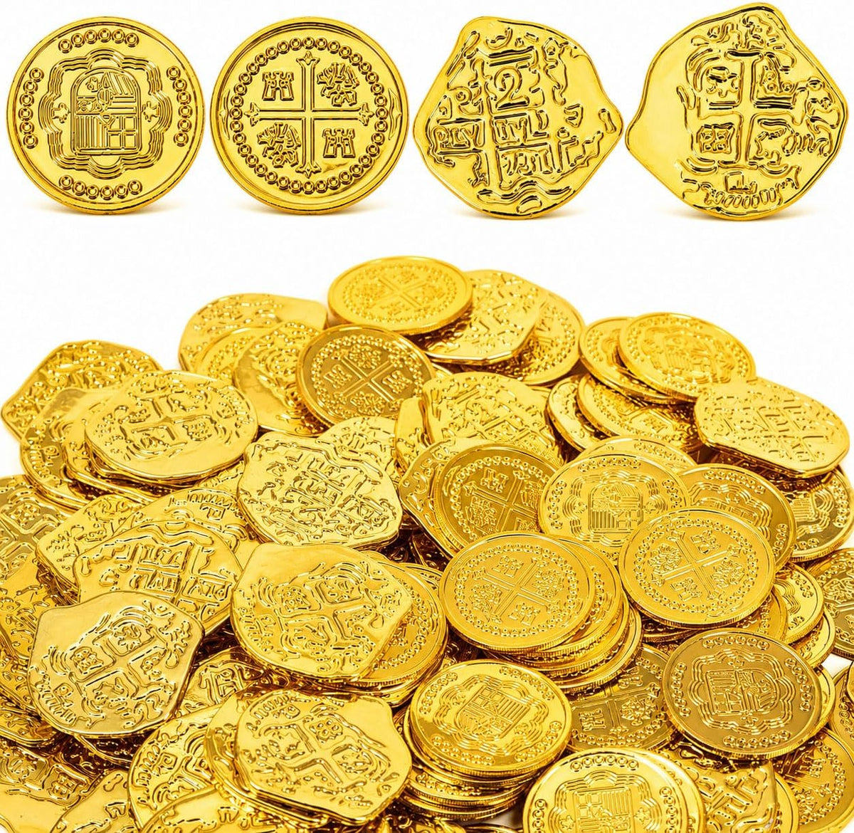 AiFanS 320 plastic gold pirate coins in 4 patterns