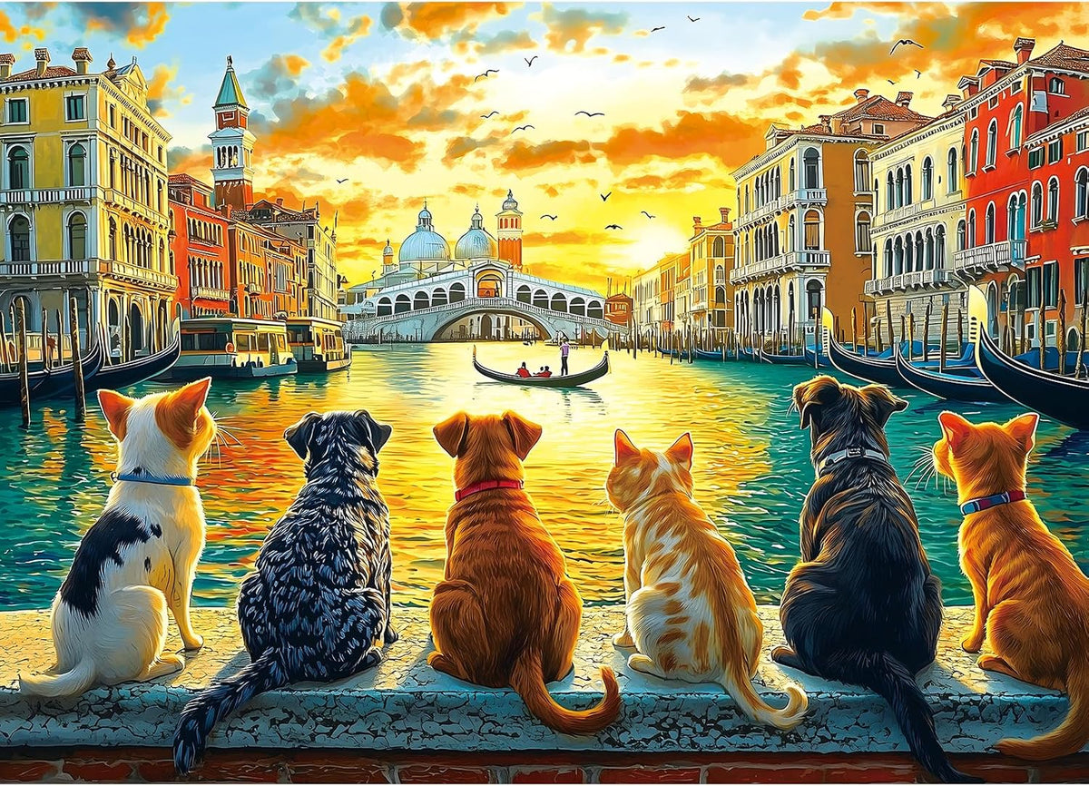 1000 Piece Jigsaw Puzzles for Adults, Lakeside Cabin with Letter – Fun for Kids & Family - Yellow - Grand Canal Venice / 27.5" X 19.7"