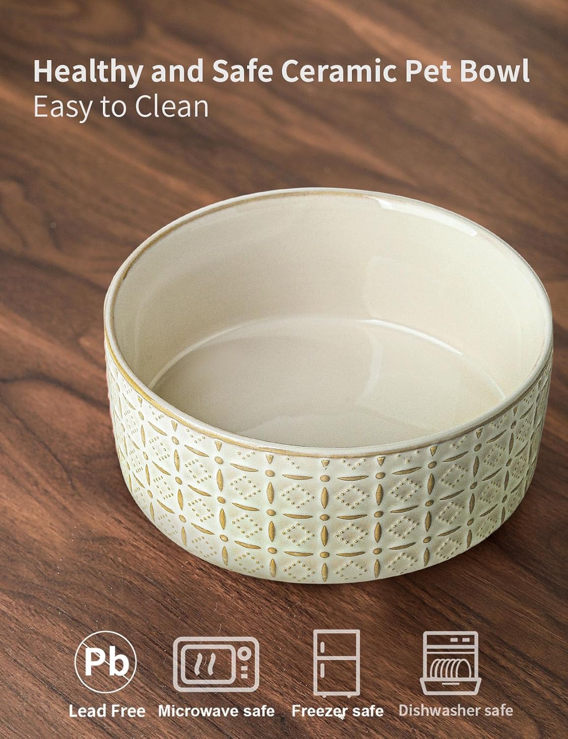 Ceramic Dog Bowl, Dogs Dish for Middle and Small Dogs, Puppy - White - image 2