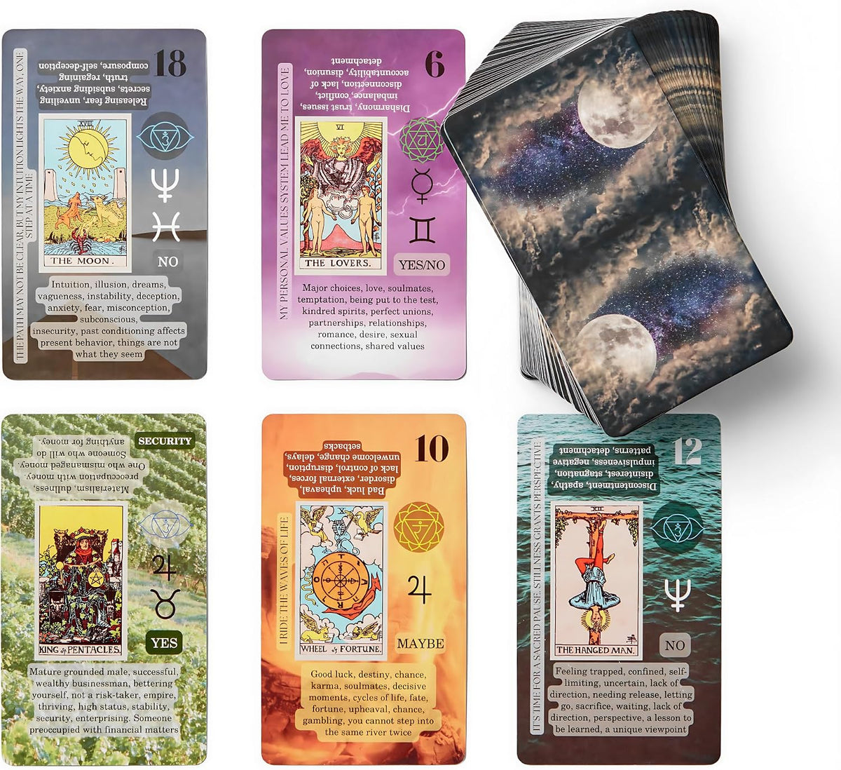 Witchy Cauldron Tarot Cards for Beginners with Meanings on Them - English