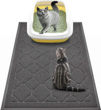 Cat Litter Box Mat, Kitty Premium PVC Pad, Durable Trapping Rug - #04 Black / Medallion/35 x 23 Inch