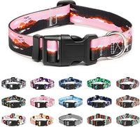 Mercano Adjustable Dog Collar - Special Design Patterns, Soft Nylon Comfortable Durable Pet Collar for Small Medium Large Dogs (XS, Sunset)