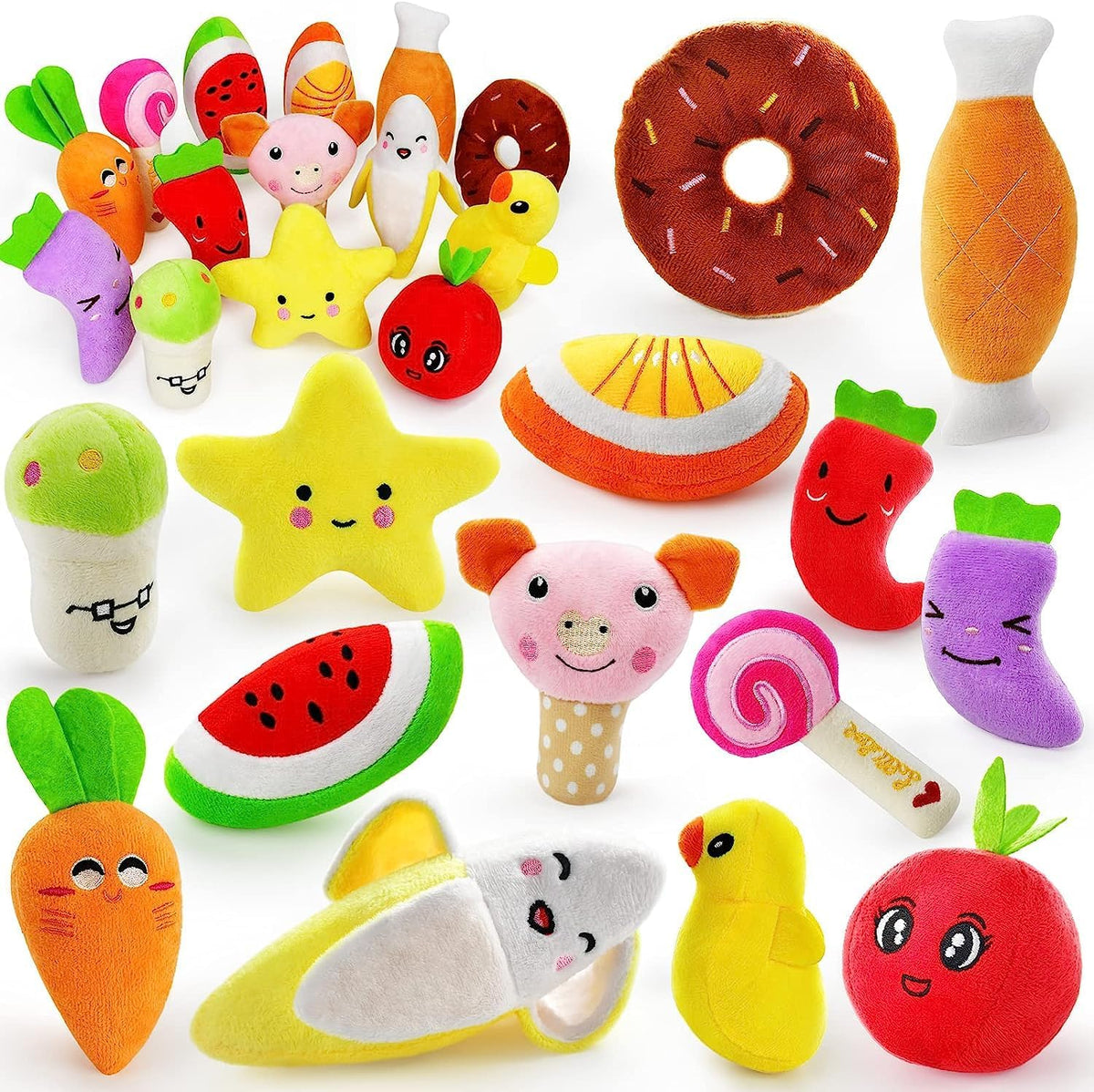 LEGEND SANDY Tough Dog Toys - 14 Pack Multicolor Animals
