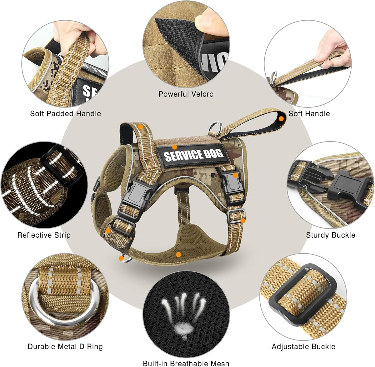 WINSEE Tactical Dog Harness - X-Large / Desert Camo - image 4