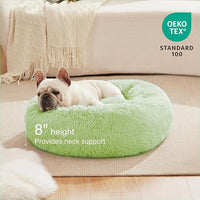 Love's cabin 20in Cat Beds for Indoor Cats - Cat Bed with Machine Washable, Waterproof Bottom - Light Green Fluffy Dog and Pet Calming Cushion Bed for Joint-Relief and Sleep Improvement