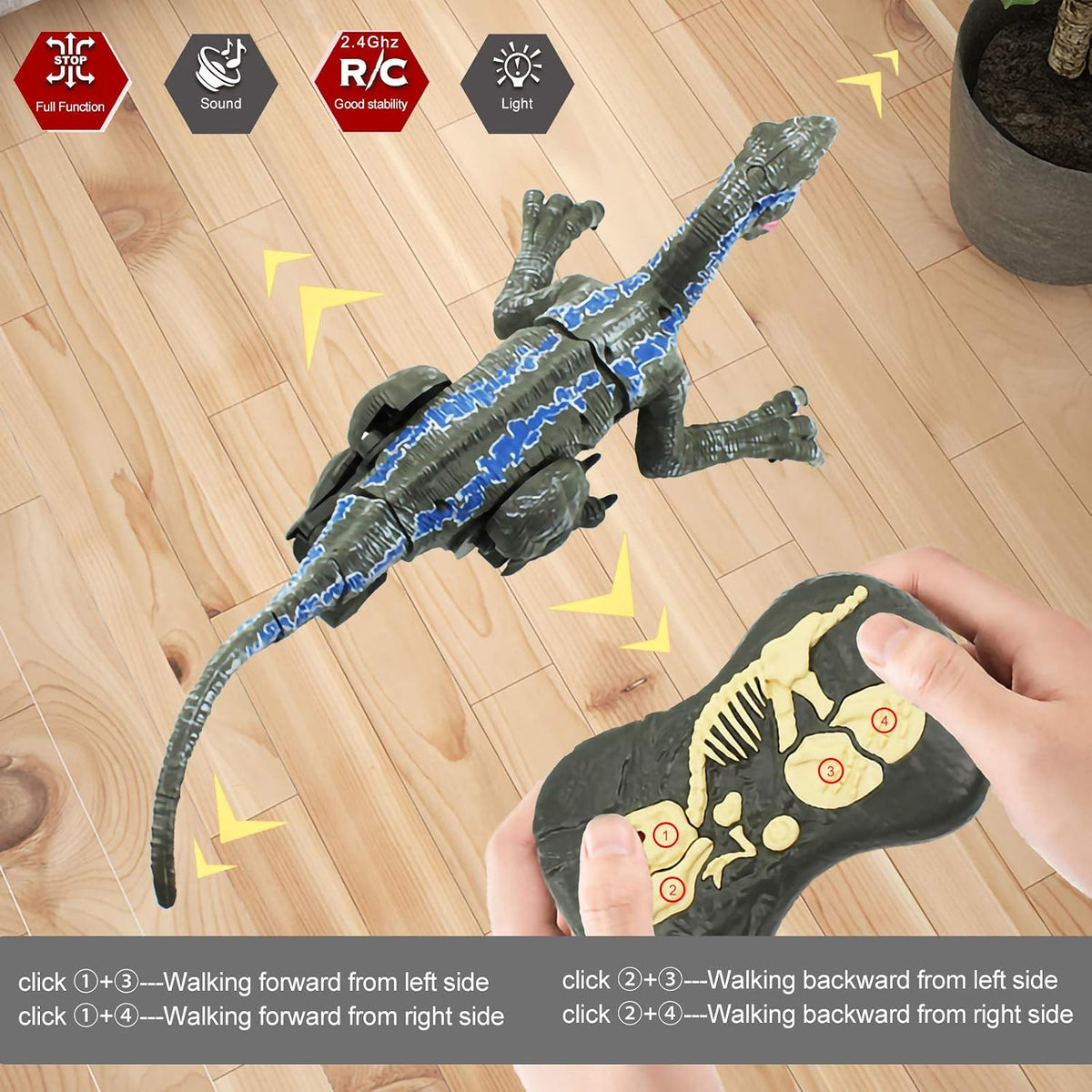 MAMABOO Remote Control Mosasaurus Dinosaur Toys for Boys Kids - Blue - image 4