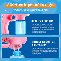 JOYIN 2 Kids Bubble Gun with 2 Bottles Refill Solution - Pink+purple - image 4