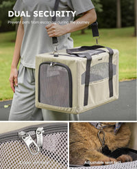 Pecute Cat Carrier Stable, Pet Carrier with Privacy Partition - Beige / 16.9"L x 11.0"W x 11.0"H - image 3