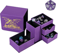 Stepane dice tray and dice tower storage box in black and red PU leather with drawers - view 3