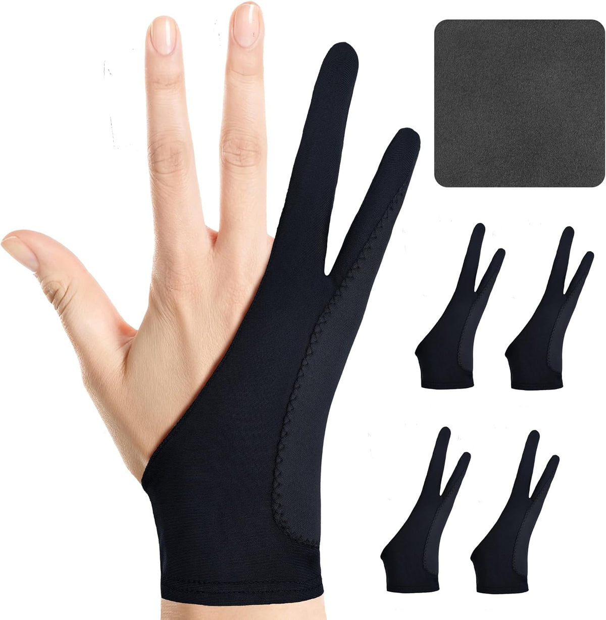 Artist Drawing Glove: 3-Layer Palm Rejection for iPad & Drawing - Midnight Ink(4 Pack) / Medium