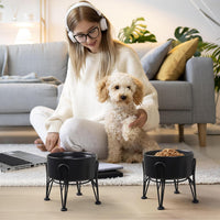 Elevated Dog Bowls, Ceramic Raised Dog Bowl Set with Anti-Slip and Non-Tip Metal Stand, 2 Pack Pet - Black / 3.6 Cups | 2 Pack | For Medium Dogs - image 4