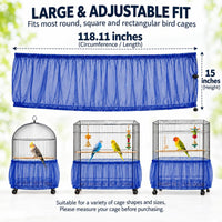Bird Cage Net Cover Seed Catcher - Blue / 118 x 15 Inch/ 300 x 37 cm - image 2