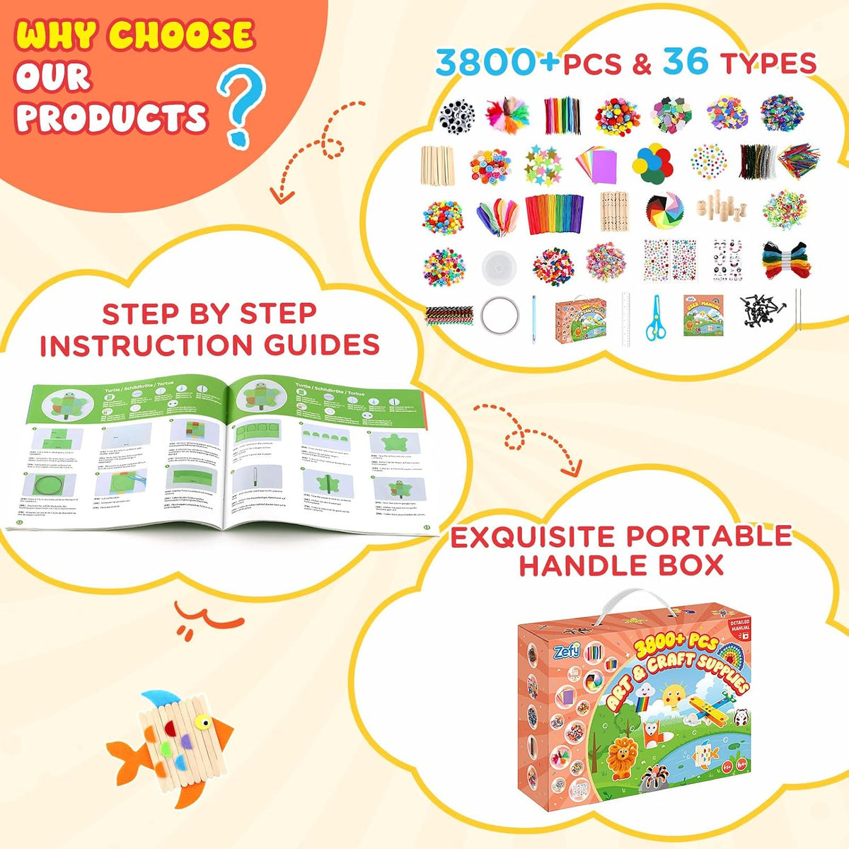 Zefy 3200+ Pcs Arts and Crafts Supplies for Kids - 3847 pcs - image 4