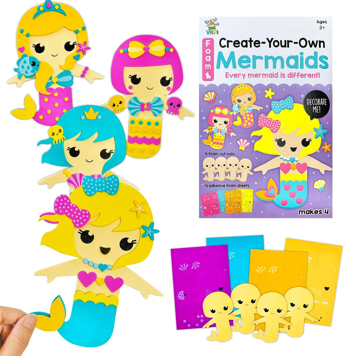 VKPI 4 Butterflies Foam Art Crafts Gift Kit - Mermaids