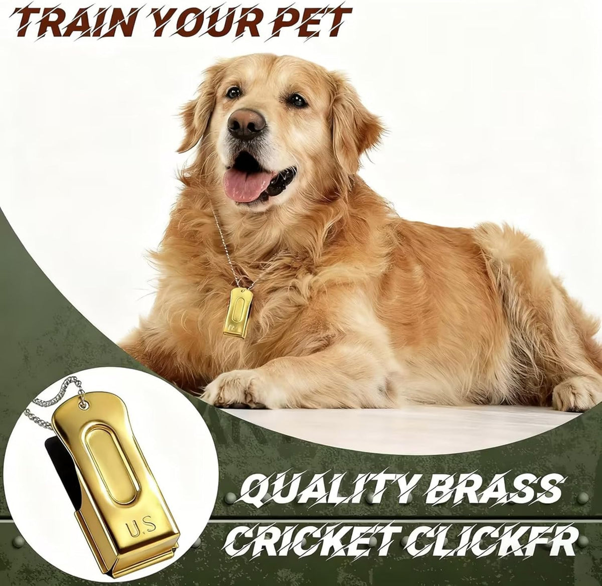 Jenaai 3 Pieces Brass Dog Training Clicker with Chain for Dogs Cats - Gold - image 4