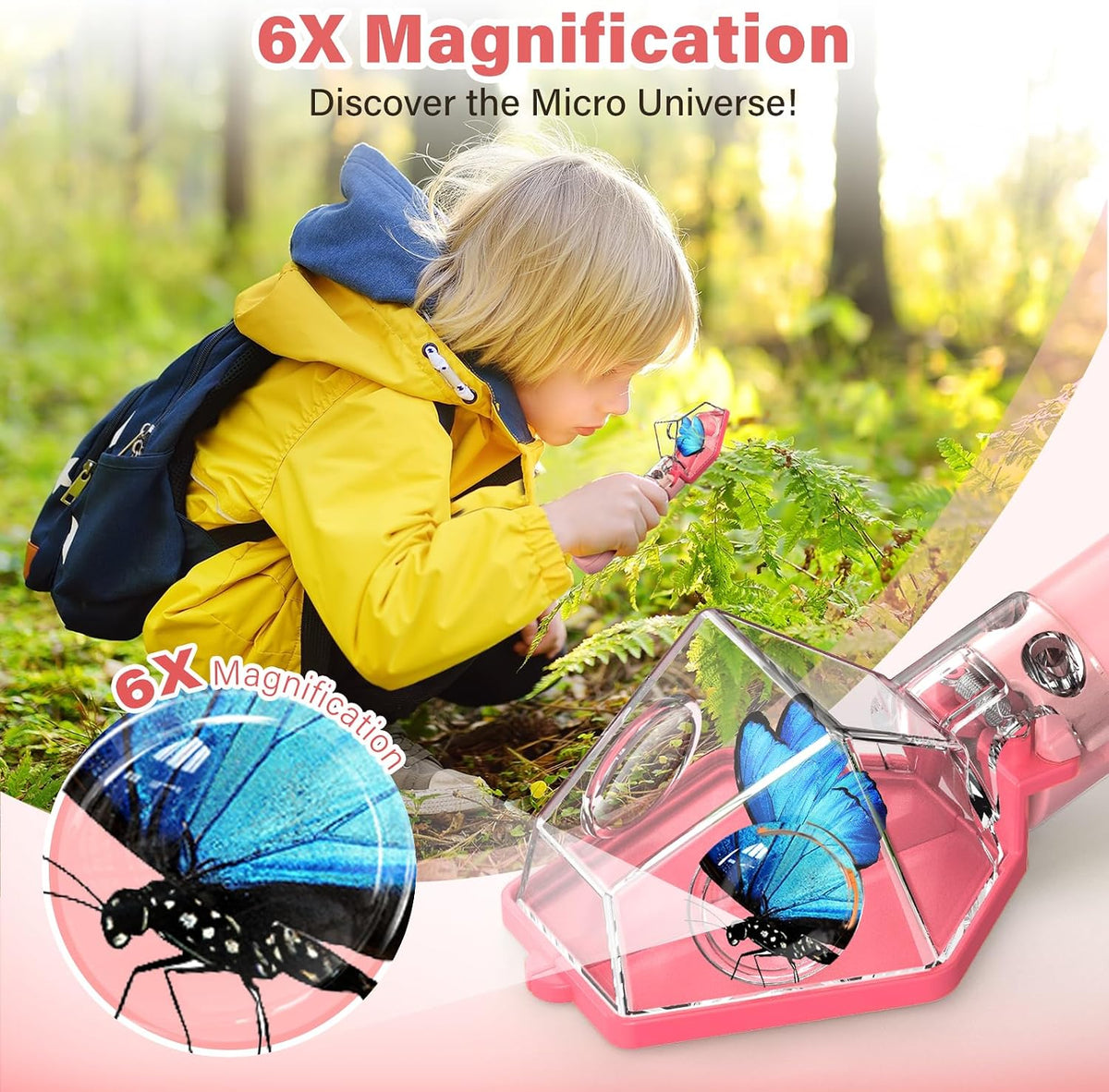 Bug Catcher for kids 6X Magnifier - Pink / 2 - image 3