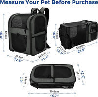 Apollo Walker Cat Backpack Carrier, Support Frame - Gray / Large-Expandable