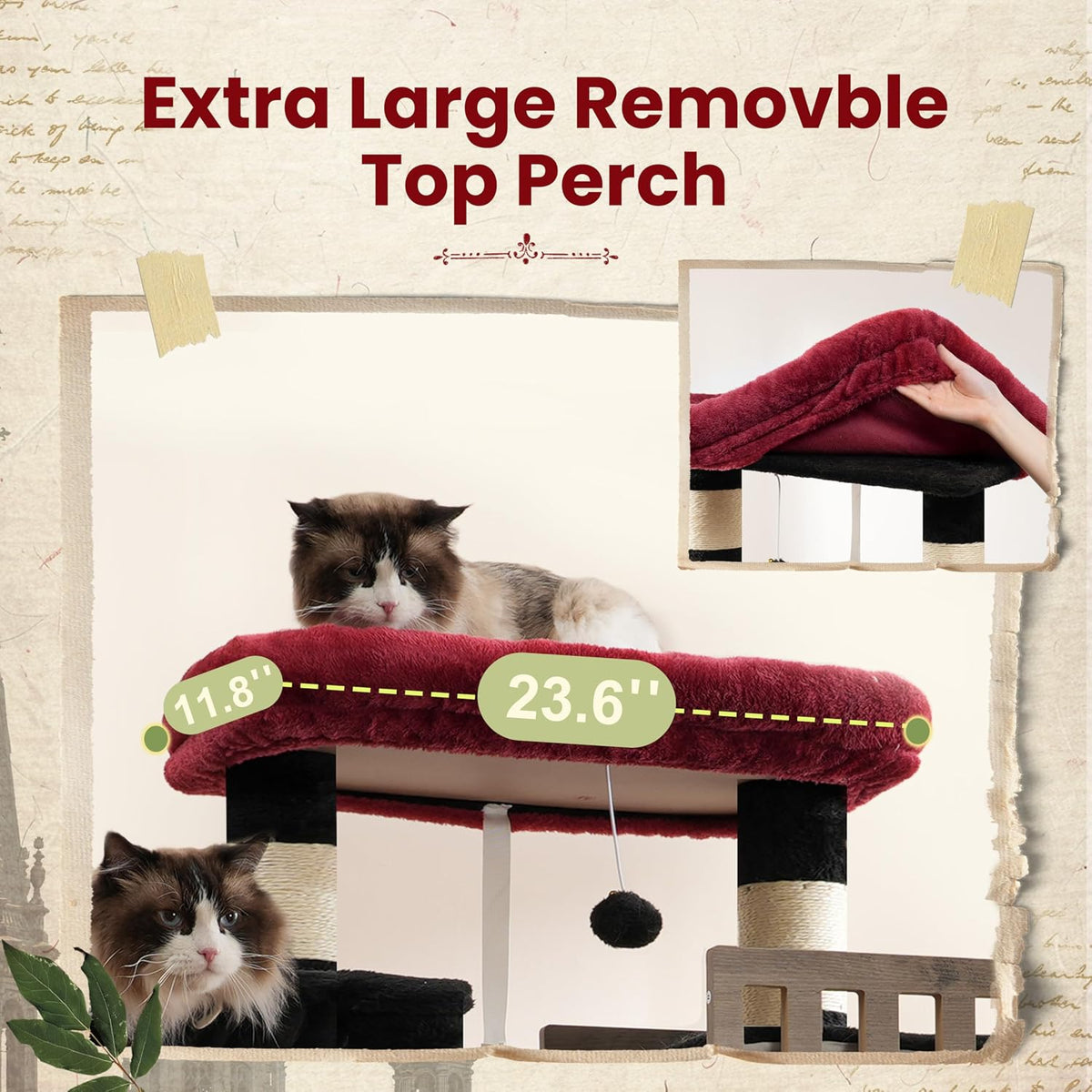 Maine Coon Cat Tree, Heavy Duty Cat Tower for 20 lbs+, GCT033G – Essentials for Cats - 68.5 inches / Black and red - image 3