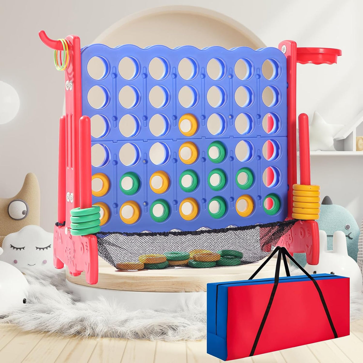 Giant 4 Row Game with Carrying Bag and Mesh Fabric .Giant 4-to-Score - Red