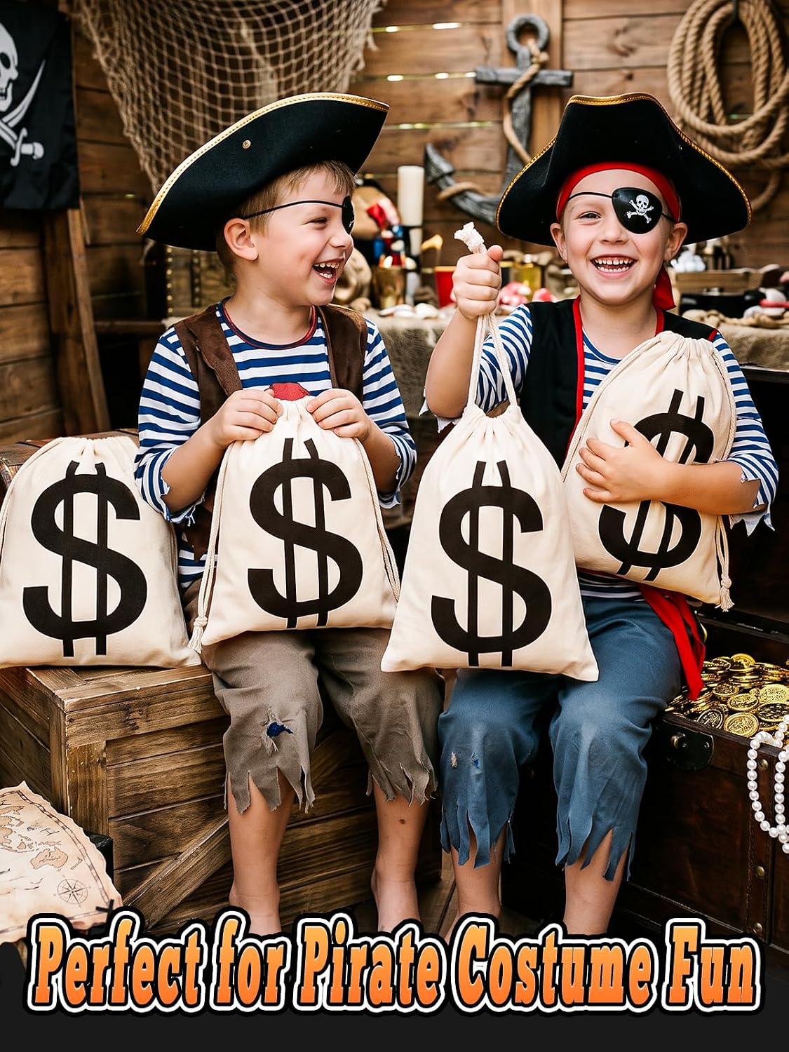 Apipi 4 Pack 6.7" W × 9" H Canvas Money Bags - L-11 x 15 in - image 3