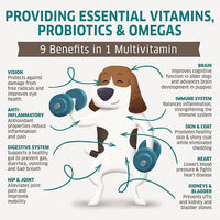 Dog Multivitamin - Dog Vitamins and Supplements - Digestive Enzymes & Probiotics - Probiotics for Dogs - for Skin and Coat Allergies - Immune System & Overall Health - 120 Soft Chew Dog Treats