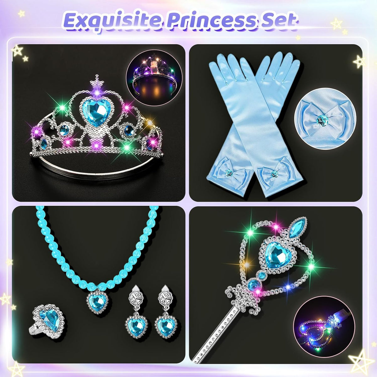 STOPKLAS 7-piece princess dress up set in pink with light-up tiara, wand and gloves - view 7
