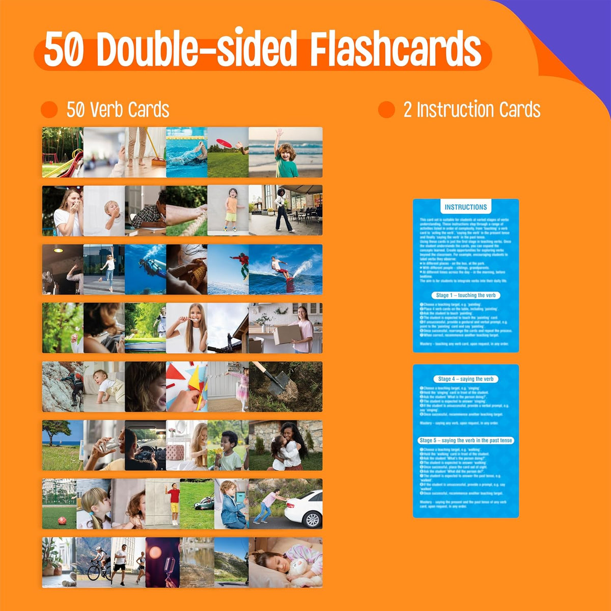 SpriteGru 50 double-sided verb flashcards with action pictures - view 19