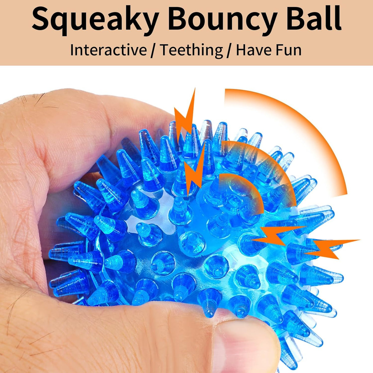 6 Pack Squeaky Spiky Dog Balls, Puppy Chew Toys for Teething - Small - image 4