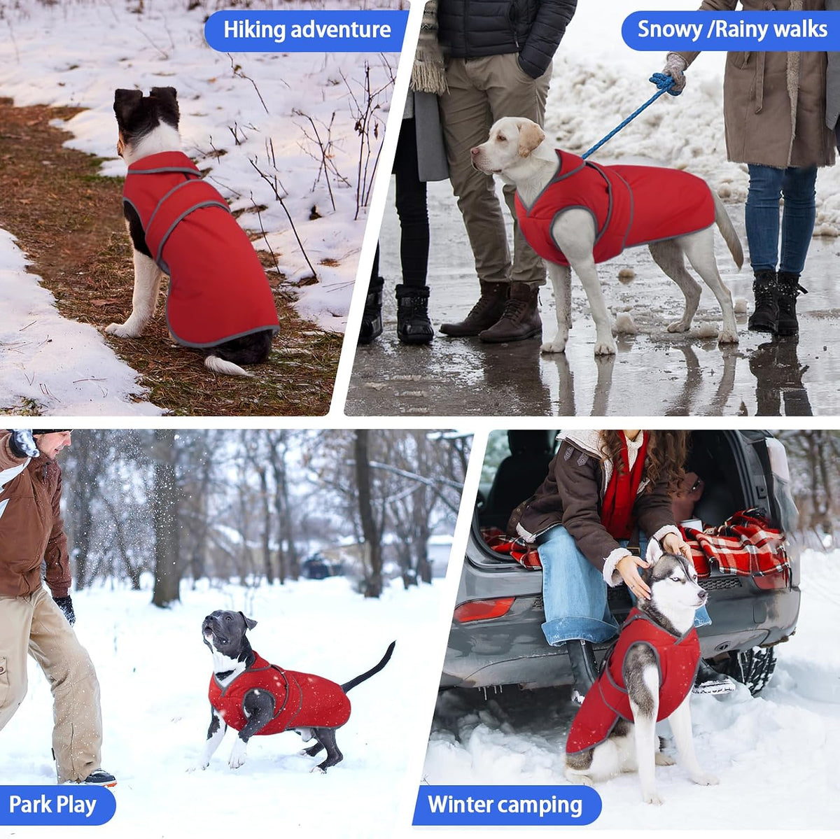 MIGOHI Warm Dog Coat Waterproof Winter Dog Jacket, M - Red / Medium - image 4