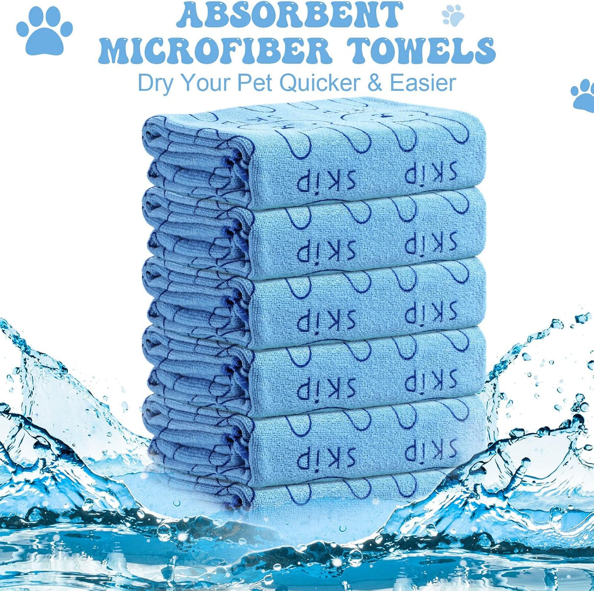 Peryiter 8 Pcs Dog Drying Towels Bulk 55'' x 28'' Pet Grooming - Blue - image 2