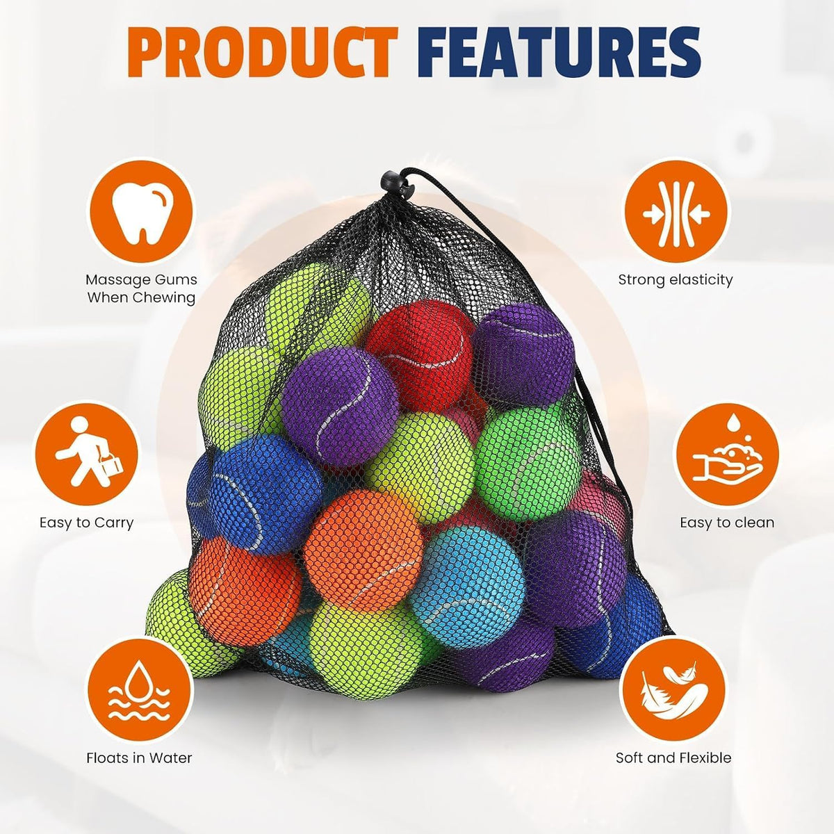Colorful Tennis Balls for Dogs, Non Squeaky - Medium-2.5in / 8P - image 3
