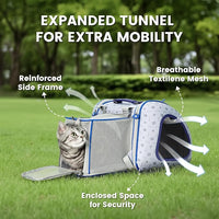 Cat and Dog Backpack Carrier, Foldable Breathable Pet Carrier Backpack with Mesh Ventilation, Large Portable Outing Traveling Pet Bag for Small, Medium Cats, Small Dogs, Blue