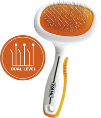 Wahl Premium Patented Dual Level Sensitive Skin Pet Slicker – Ergonomic handle makes Deshedding, Grooming and Brushing Comfortable for you and your Dog or Cat - 858500