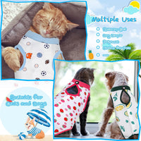 Kacctyen 6-piece cat recovery suit set in fruits print, medium, 100% cotton - view 2