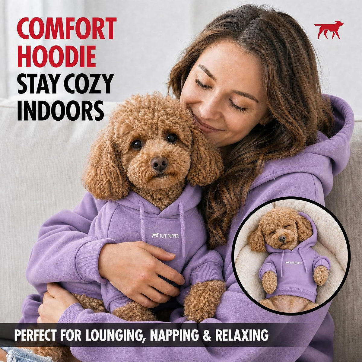 Tuff Pupper Dog Hoodie, Premium Quality Insulated Fabric - Lavender / XXX-Large (115-150 lbs) - image 4
