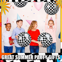 Hollowfly 12 Pack Checkered Flag Beach Balls Kids 7.87" - 11.8" / Checkered Flag / 4 - image 2