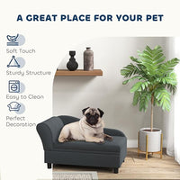 PawHut Luxury Fancy Dog Couch with Hidden Storage, Small Dog Sofa Bed with 2" Soft Foam, Modern Pet Furniture for Puppies & Little Breeds, Dark Gray