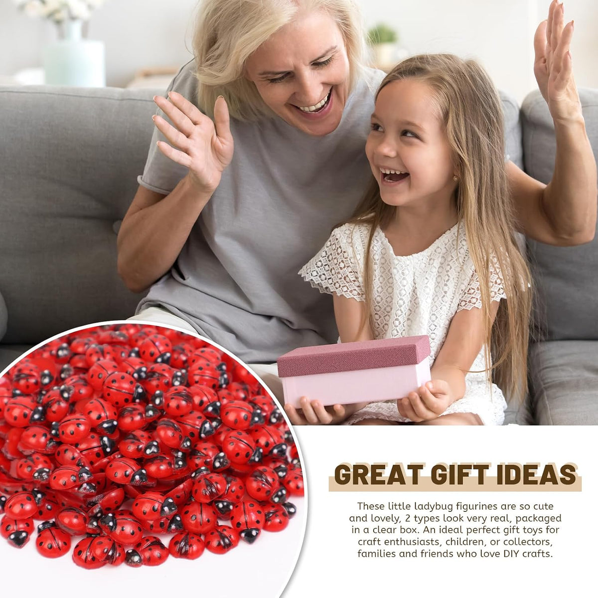 200pcs Mini Resin Ladybug Decor Tiny Ladybug for Crafts Dollhouse - 300pcs Luminous Mini Resin Ladybug - image 3