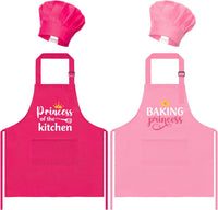 4Pcs Kids Apron and Chef Hat Set Gift for Girls Boys - Princess