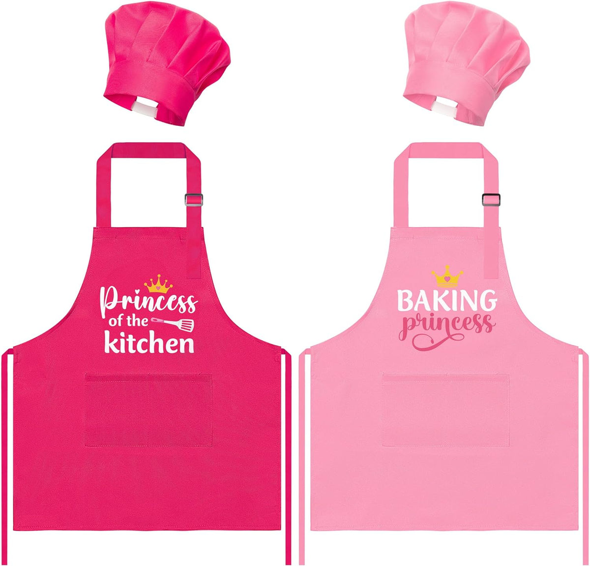 4Pcs Kids Apron and Chef Hat Set Gift for Girls Boys - Princess