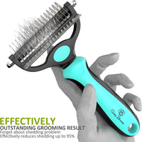 Spring Blossoms-2 in 1 Professional Grooming Rake for Cats - Cyan - image 2