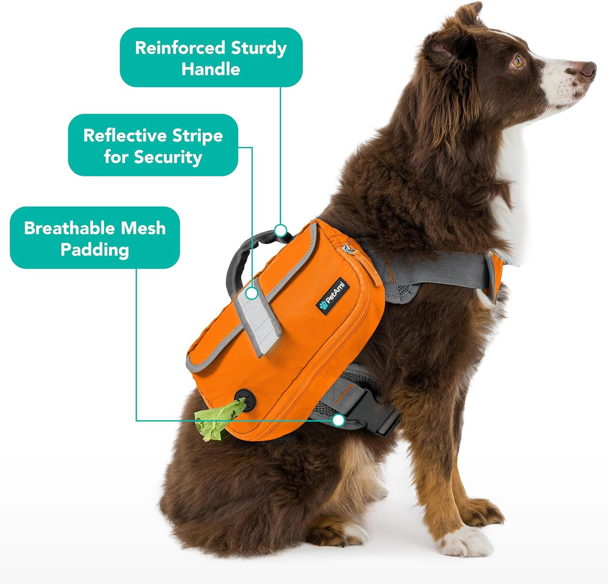 PetAmi Dog Backpack for Medium Large Dogs, Hiking Saddle Bag - Large / Orange - image 3