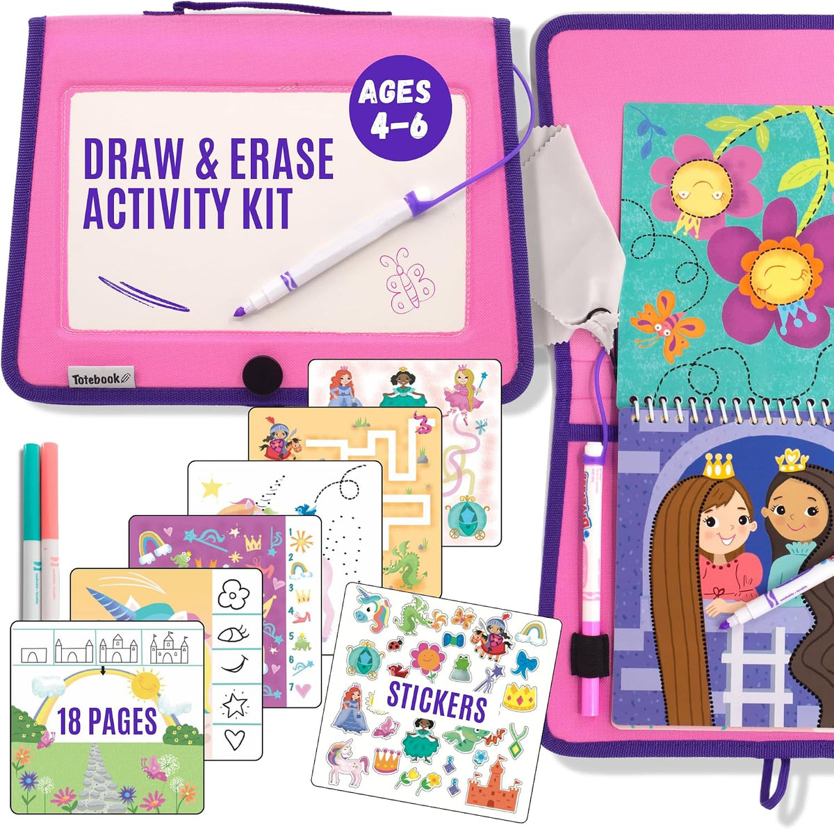 Totebook kids travel activity kit with tethered dry erase markers and ocean theme activity book - view 6