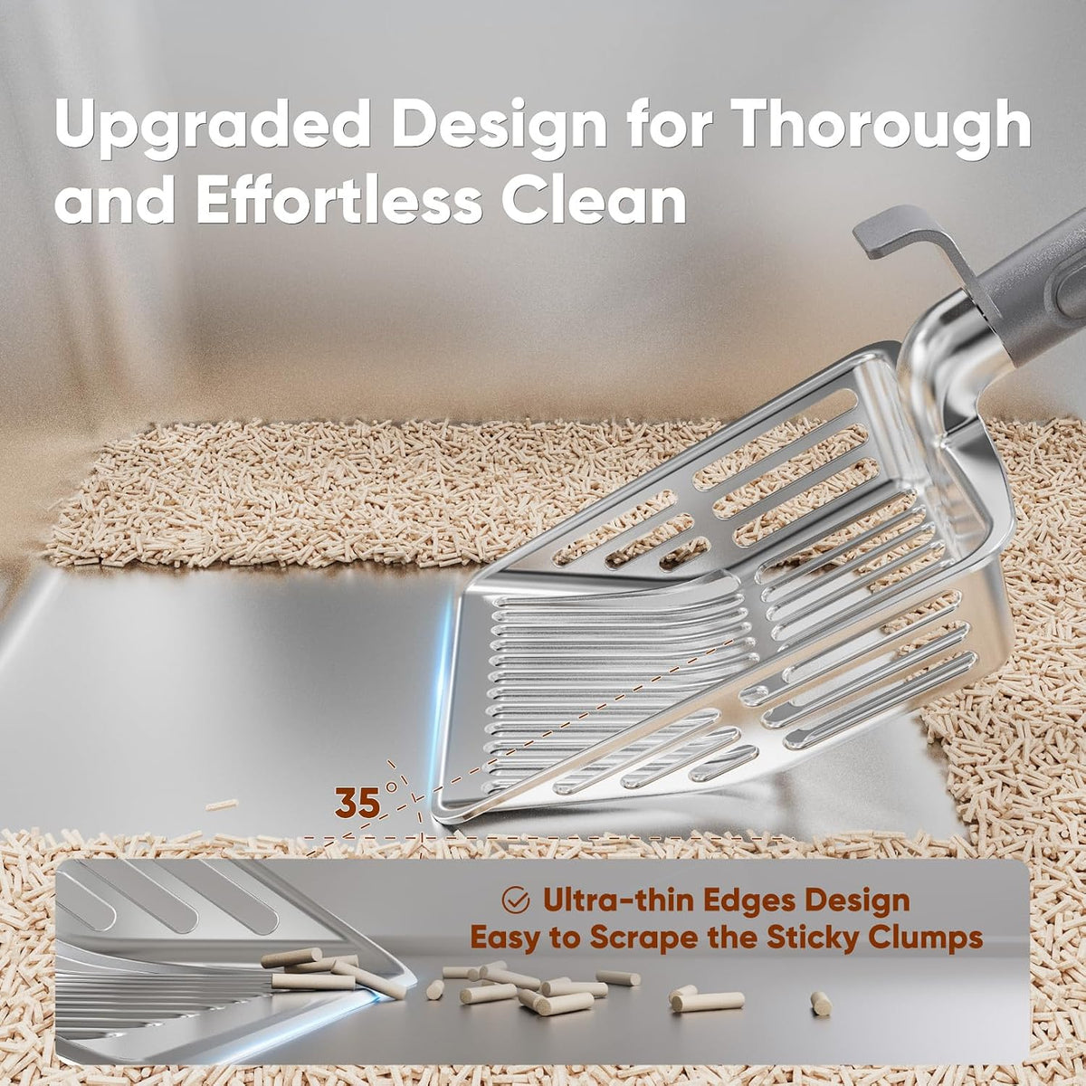 Large Metal Cat Litter Scoop w/ Deep Shovel - Grey - image 4
