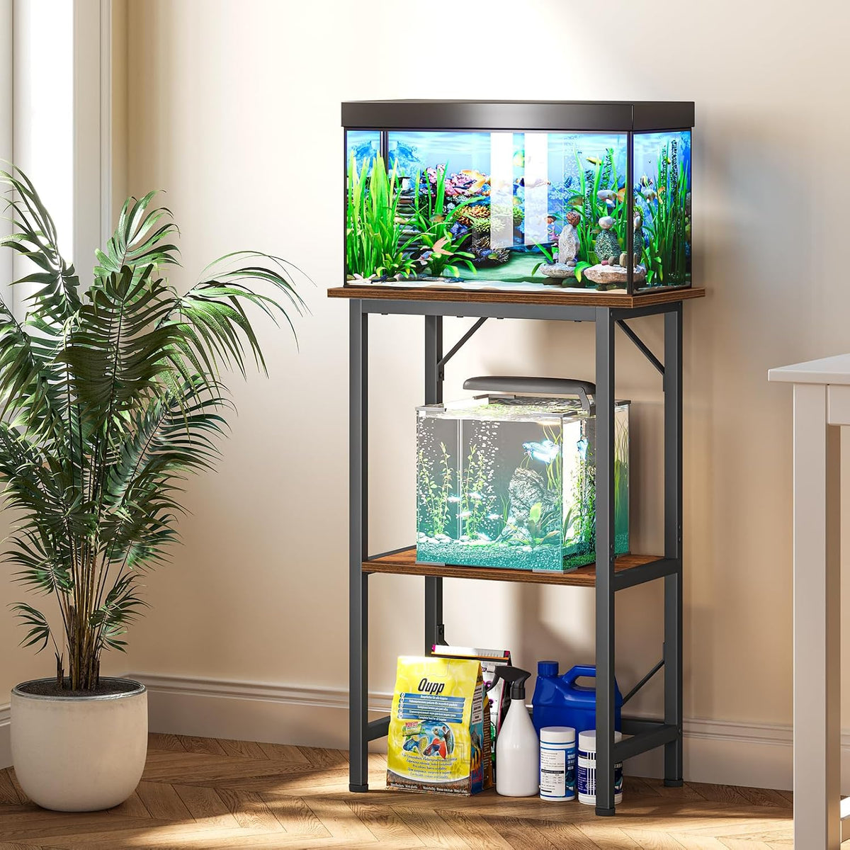 Snughome 10-20 Gallon Fish Tank Stand - Rustic Brown / 10 Gal-2 Tier - image 4