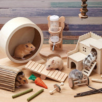 18 Pcs Hamster Cage Accessories Set with Hamster Wheel Maze House – Essentials for Small Pets - Harmony Wooden Style - image 2
