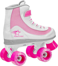 Roller Derby Firestar Youth Skates for Girls, Boys, Beginners - White/Pink / 1 - image 2