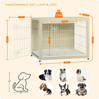 27" Dog Crate Furniture, Dog Kennel Indoor - White Oak / 38.5"L x 25.6"W x 26.8"H - image 3