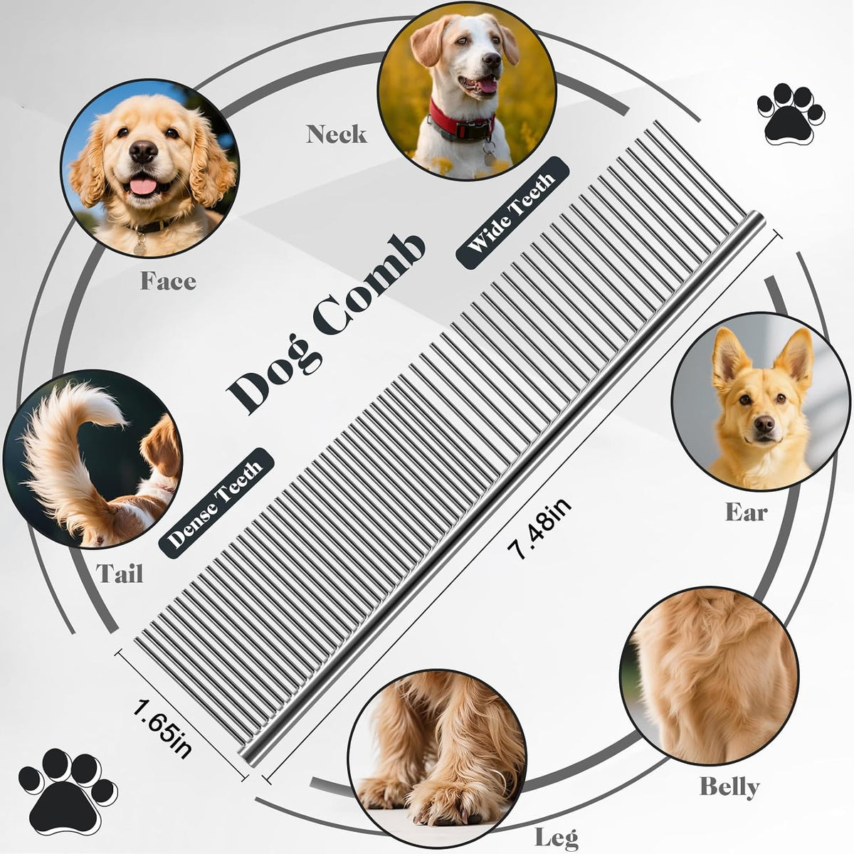 2PCS Slicker Brush for Dogs & Pet Comb - Blue / Large - image 4